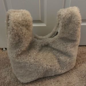 Fuzzy Muff Purse Bag with Matching Mittens Perfect for Winter or Cold Days